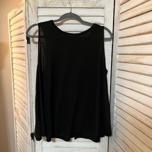 Loft Black Swing Tank Top with Button Detail